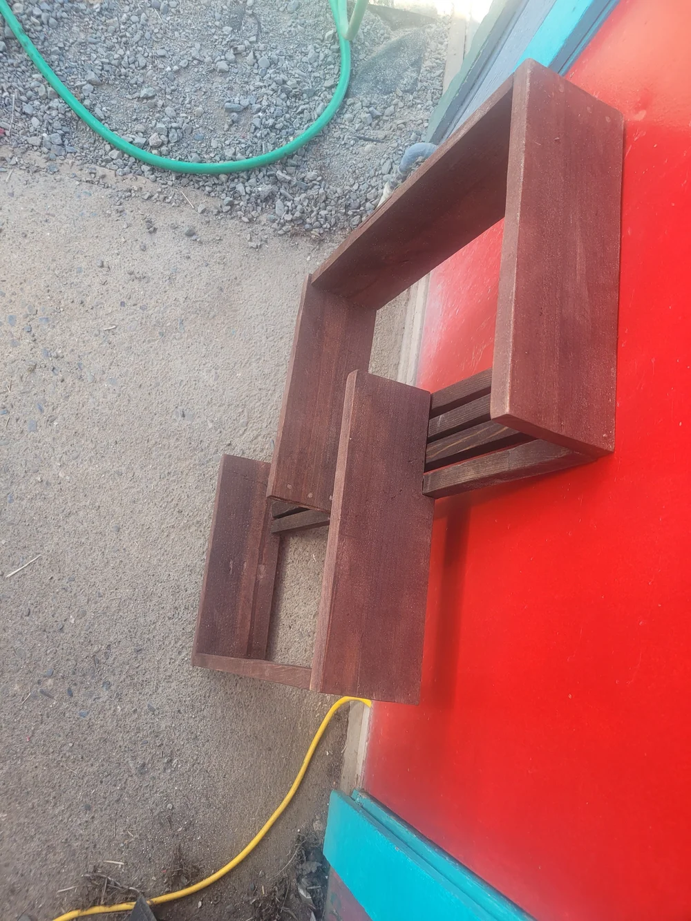 Wooden Double Square Wall Shelf - Brown